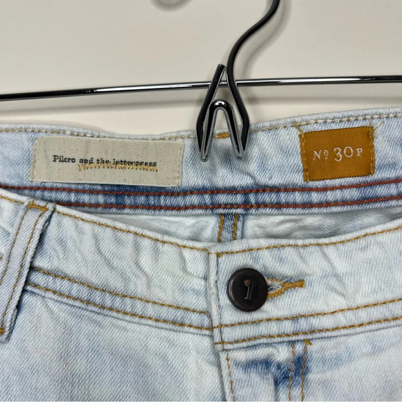 ANTHRO PILCRO And The Letterpress Hyphen Distressed Light Wash Boyfriend Jeans - Picture 7 of 14